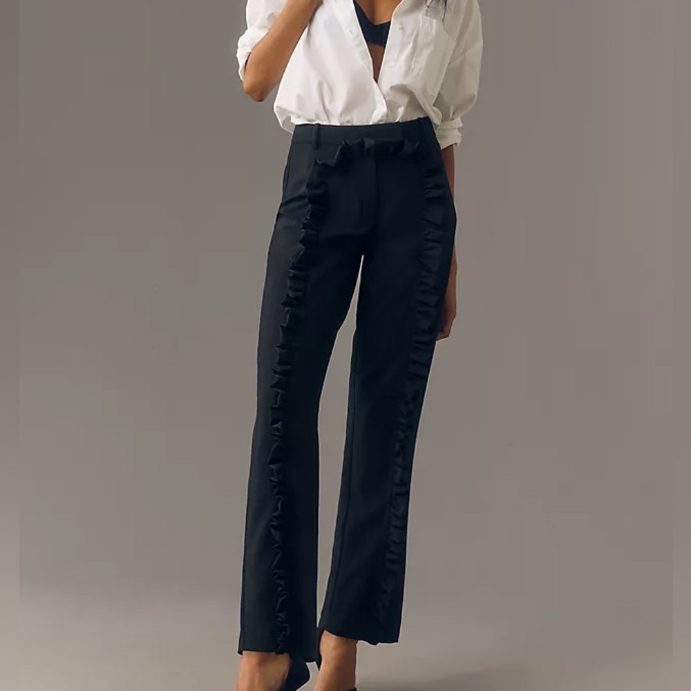 Mehtap Elaidi Ruffled Cigarette Trouser Pants Size L